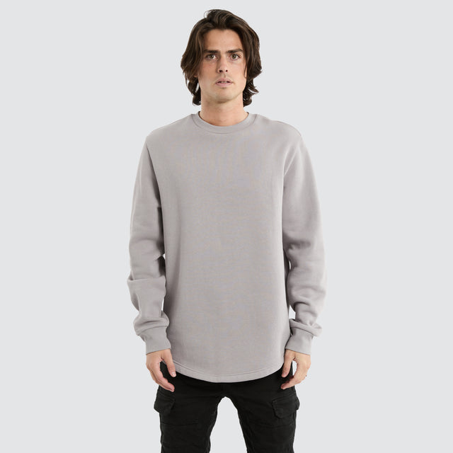 model wears Miles Dual Curved Sweater Gull Jumpers Grey - image 1