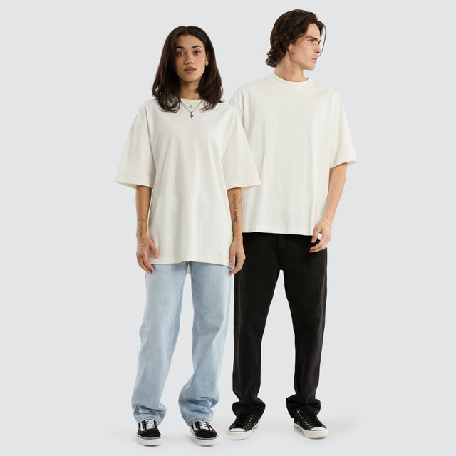 model wears Havre Heavy Street Tee Natural White T-Shirts White - image 2