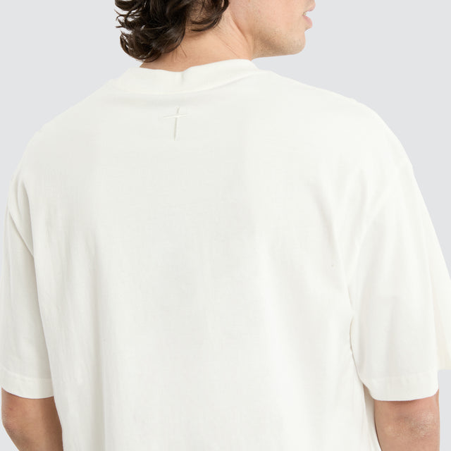 model wears Gillette Heavy Crop Tee Natural White T-Shirts Off-White - image 2