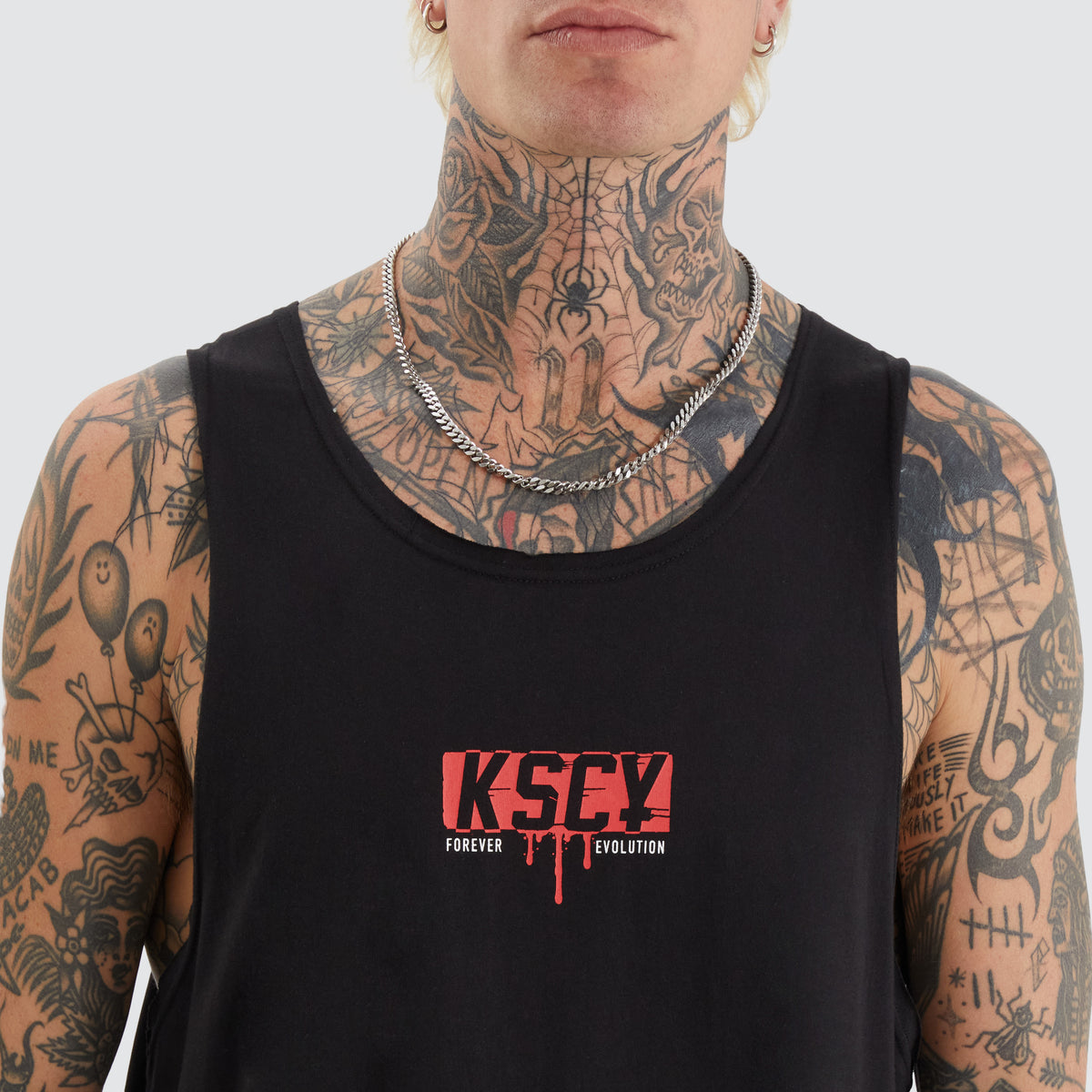 KSCY Ripped Raw Muscle Tank in Jet Black Neverland Store