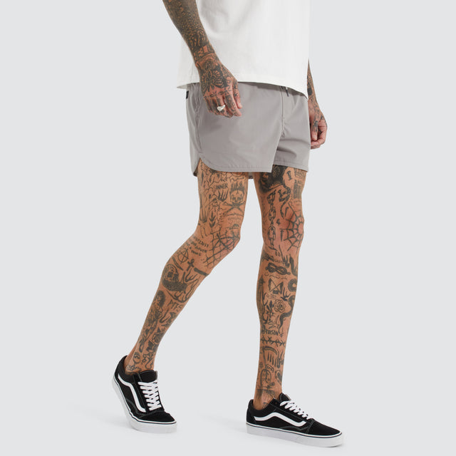 model wears Mercury Runner Short Alloy Shorts Grey - image 4