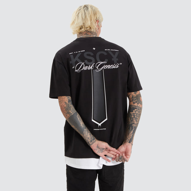model wears Celtic Box Fit Layer Tee Jet Black T-Shirts Black - image 2