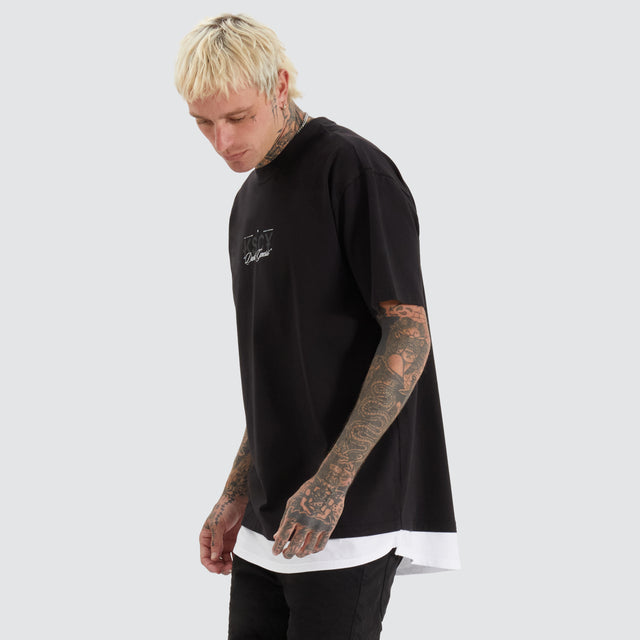 model wears Celtic Box Fit Layer Tee Jet Black T-Shirts Black - image 1