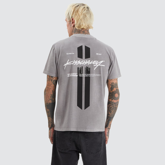 model wears Latinum Standard Tee Pigment Silver Sconce T-Shirts Grey - image 2