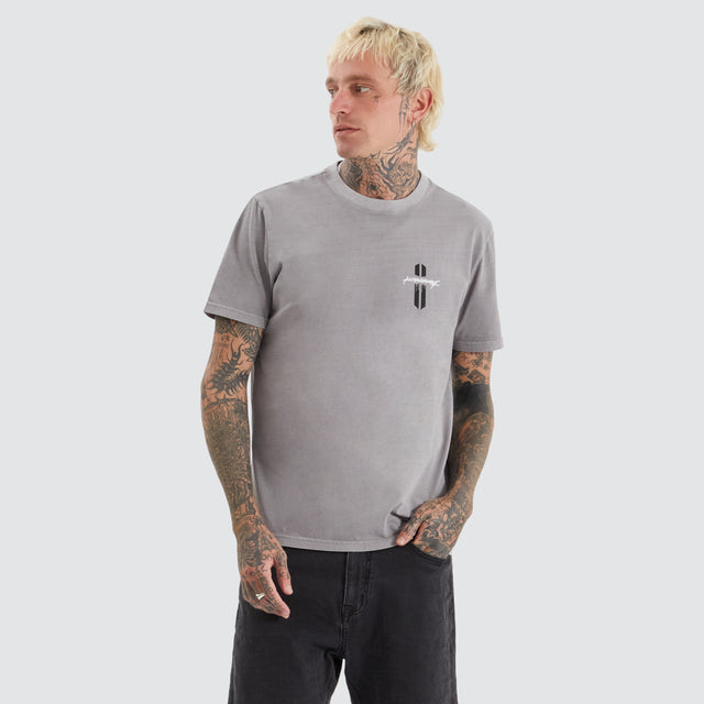 model wears Latinum Standard Tee Pigment Silver Sconce T-Shirts Grey - image 1