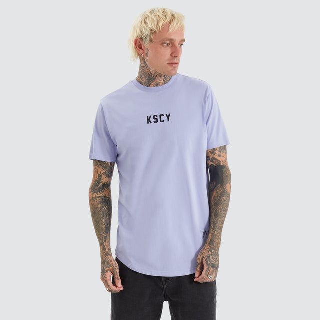 model wears Rhos Dual Curved Tee Thistle Down T-Shirts Purple - image 2