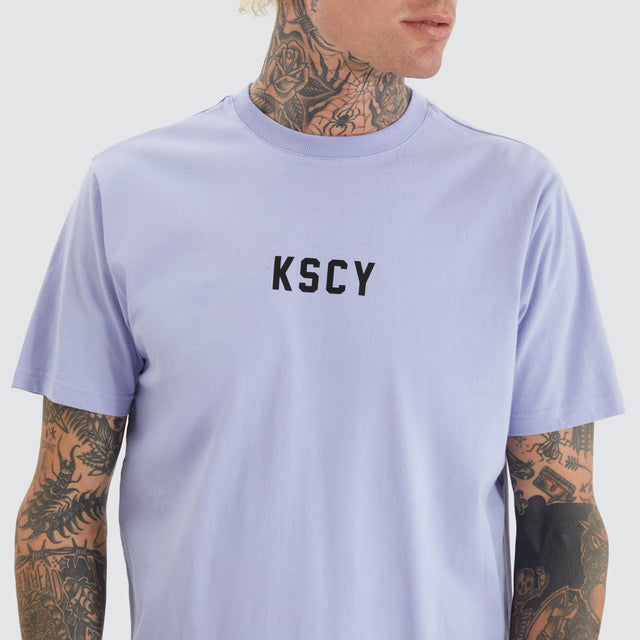 model wears Rhos Dual Curved Tee Thistle Down T-Shirts Purple - image 3