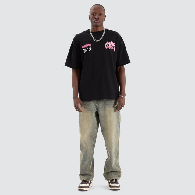 model wears Katana Street Tee Jet Black T-Shirts Black - image 2