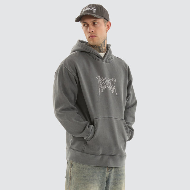 model wears Whisper Relaxed Hoodie Pigment Charcoal Hoodies Grey - image 3