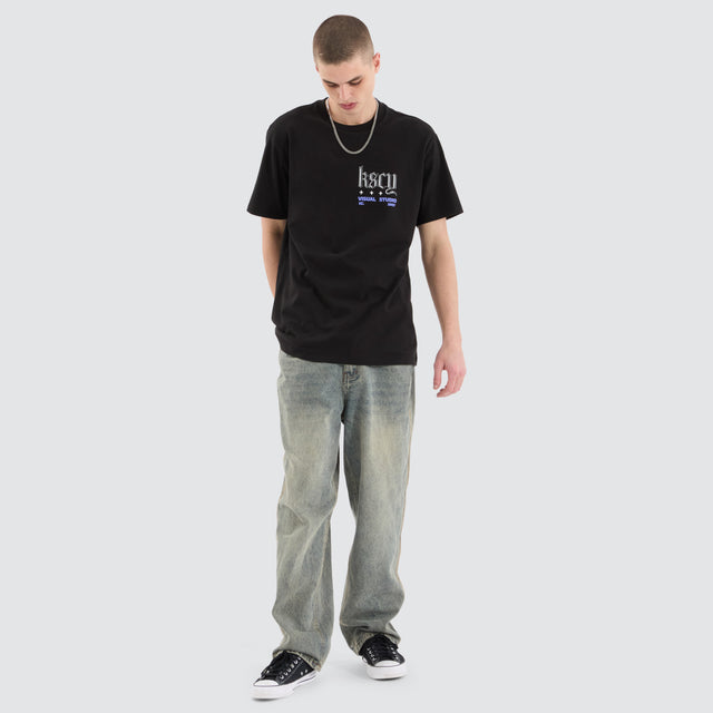 model wears Entangled Relaxed Tee Jet Black T-Shirts Black - image 2