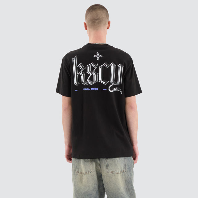 model wears Entangled Relaxed Tee Jet Black T-Shirts Black - image 1