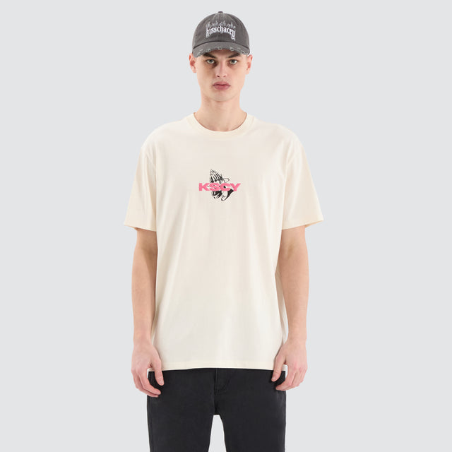 model wears Fleeting Relaxed Tee Tofu T-Shirts Cream - image 1
