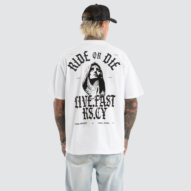 model wears Saint Box Fit Tee Optical White T-Shirts White - image 1