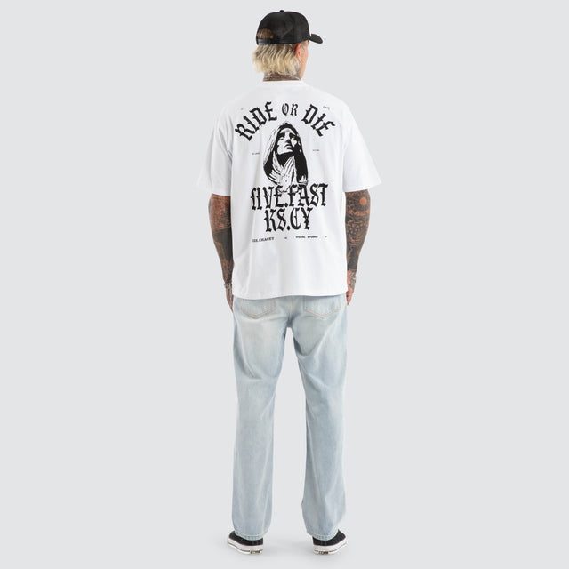 model wears Saint Box Fit Tee Optical White T-Shirts White - image 5