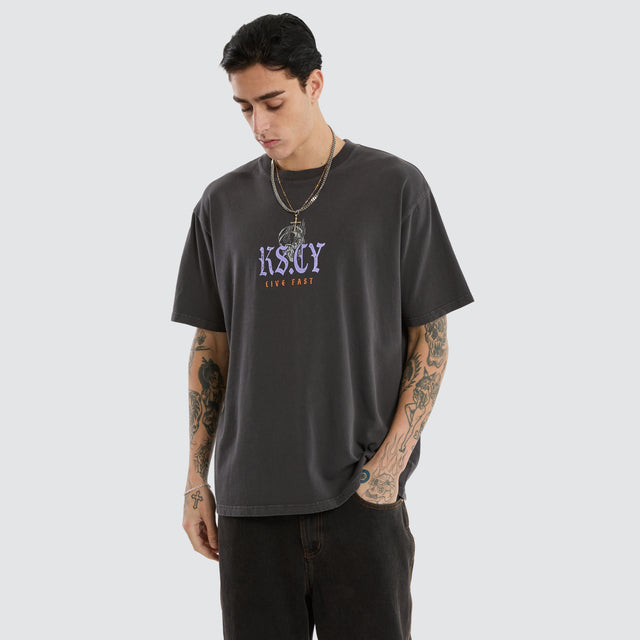 model wears Torch Box Fit Tee Pigment Black T-Shirts Black - image 3