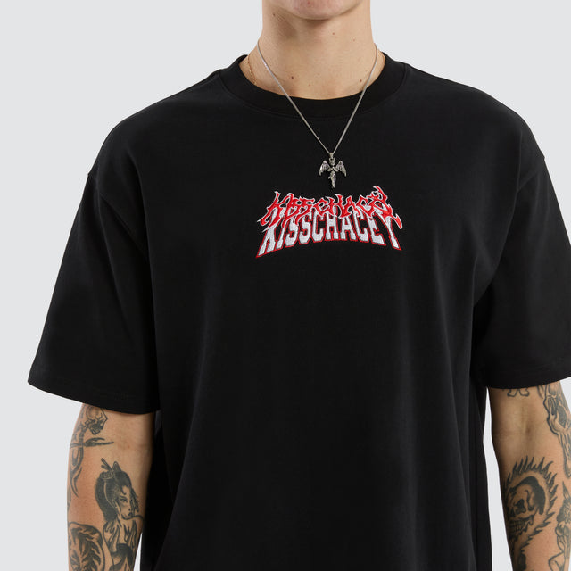 model wears Double Box Fit Tee Jet Black T-Shirts Black - image 3