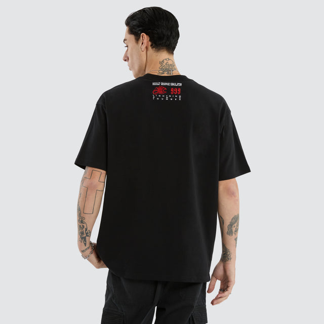 model wears Double Box Fit Tee Jet Black T-Shirts Black - image 5