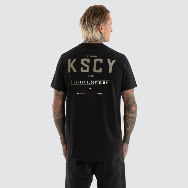 model wears Division Dual Curved Tee Jet Black T-Shirts Black - image 1
