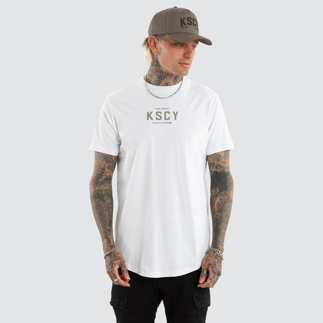 model wears Division Dual Curved Tee Optical White T-Shirts White - image 3