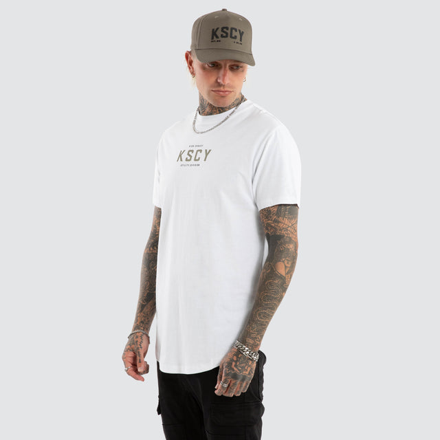 model wears Division Dual Curved Tee Optical White T-Shirts White - image 5