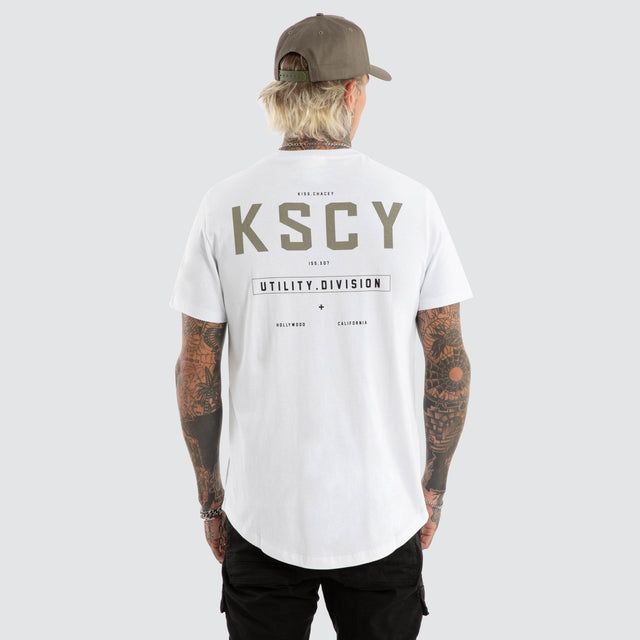 model wears Division Dual Curved Tee Optical White T-Shirts White - image 1