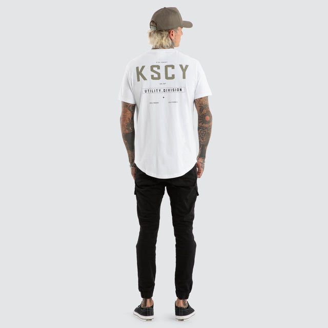 model wears Division Dual Curved Tee Optical White T-Shirts White - image 4