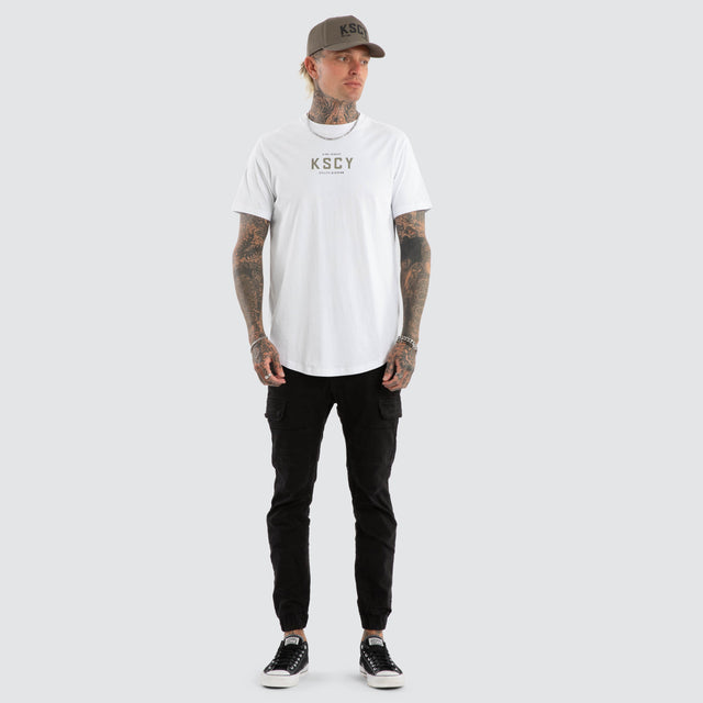 model wears Division Dual Curved Tee Optical White T-Shirts White - image 2