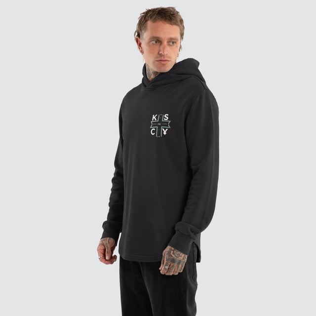 model wears Zappa Dual Curved Hoodie Jet Black Hoodies Black - image 5