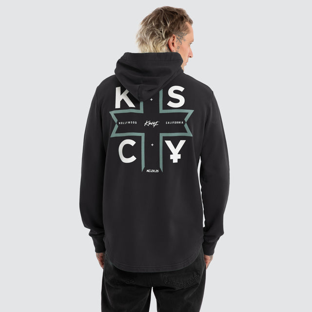 model wears Zappa Dual Curved Hoodie Jet Black Hoodies Black - image 1