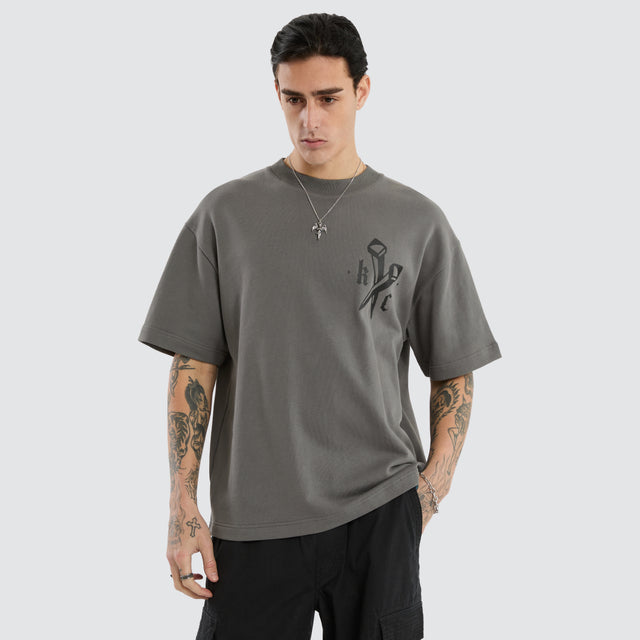 Nailed Loopback Street Tee Charcoal
