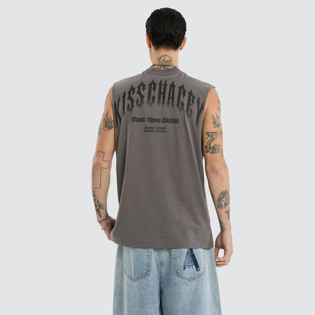 model wears Manor Relaxed Muscle Castlerock Muscle Tees Grey - image 1