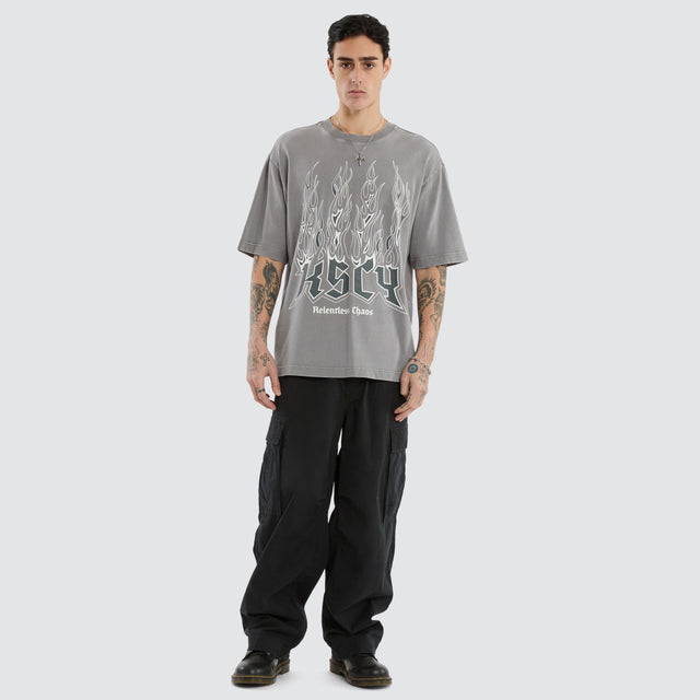 Relentless Oversized Tee Mineral Smoke