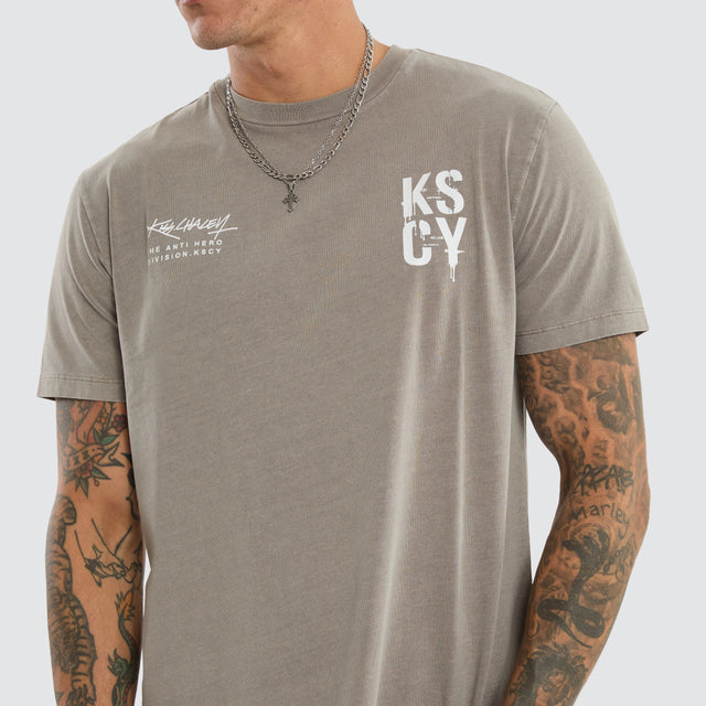 Alpha Dual Curved Tee Pigment Elephant Grey