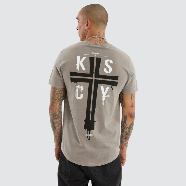 Alpha Dual Curved Tee Pigment Elephant Grey