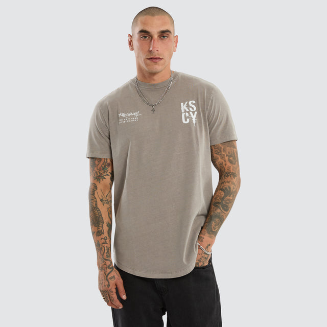Alpha Dual Curved Tee Pigment Elephant Grey