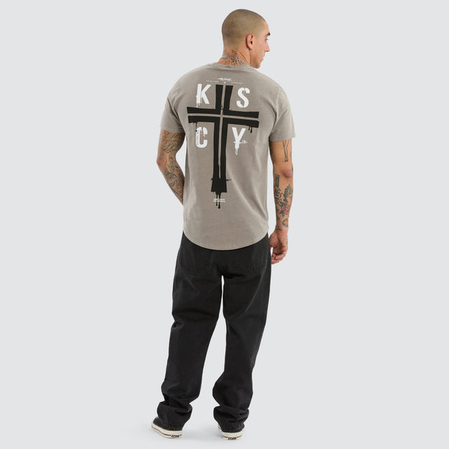 Alpha Dual Curved Tee Pigment Elephant Grey