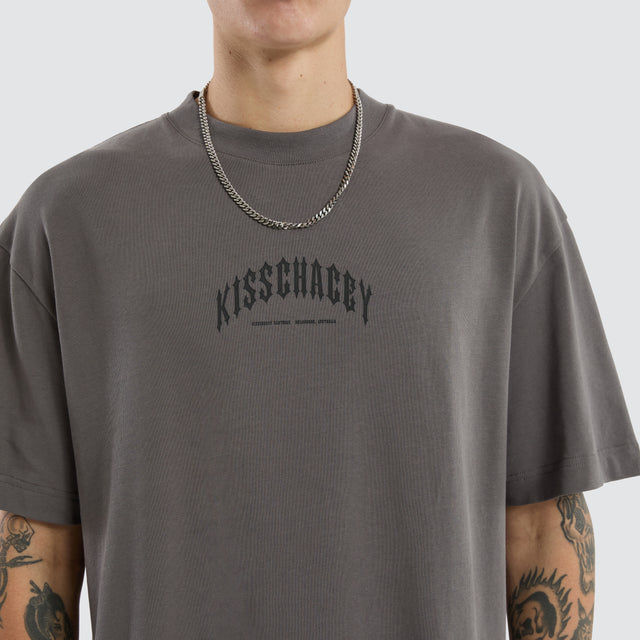 model wears Manor Street Tee Charcoal T-Shirts Grey - image 5