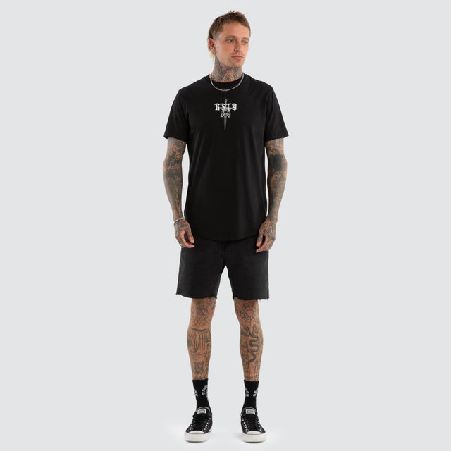 Testament Dual Curved Tee Jet Black