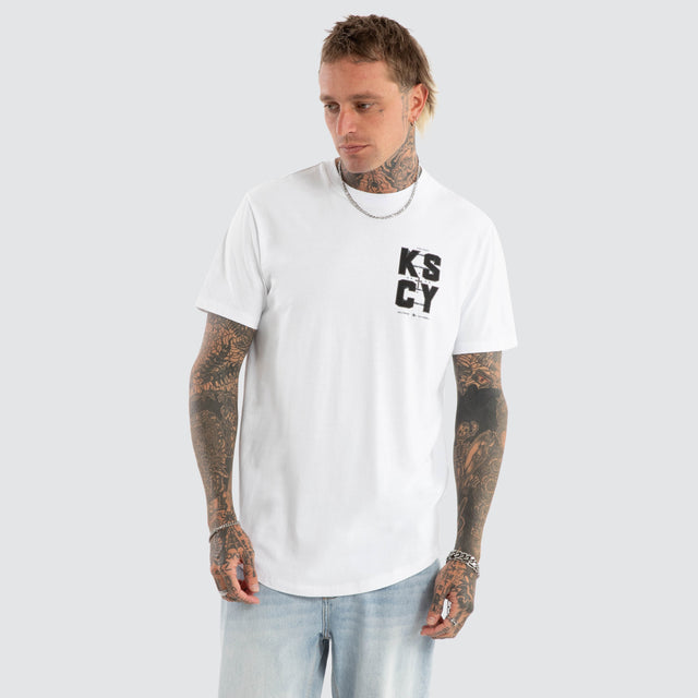 Fenced Dual Curved Tee Optical White