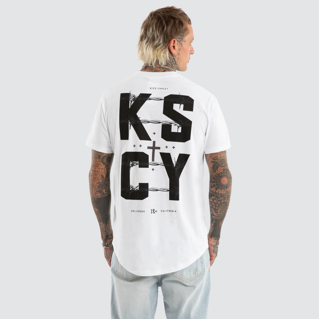 Fenced Dual Curved Tee Optical White