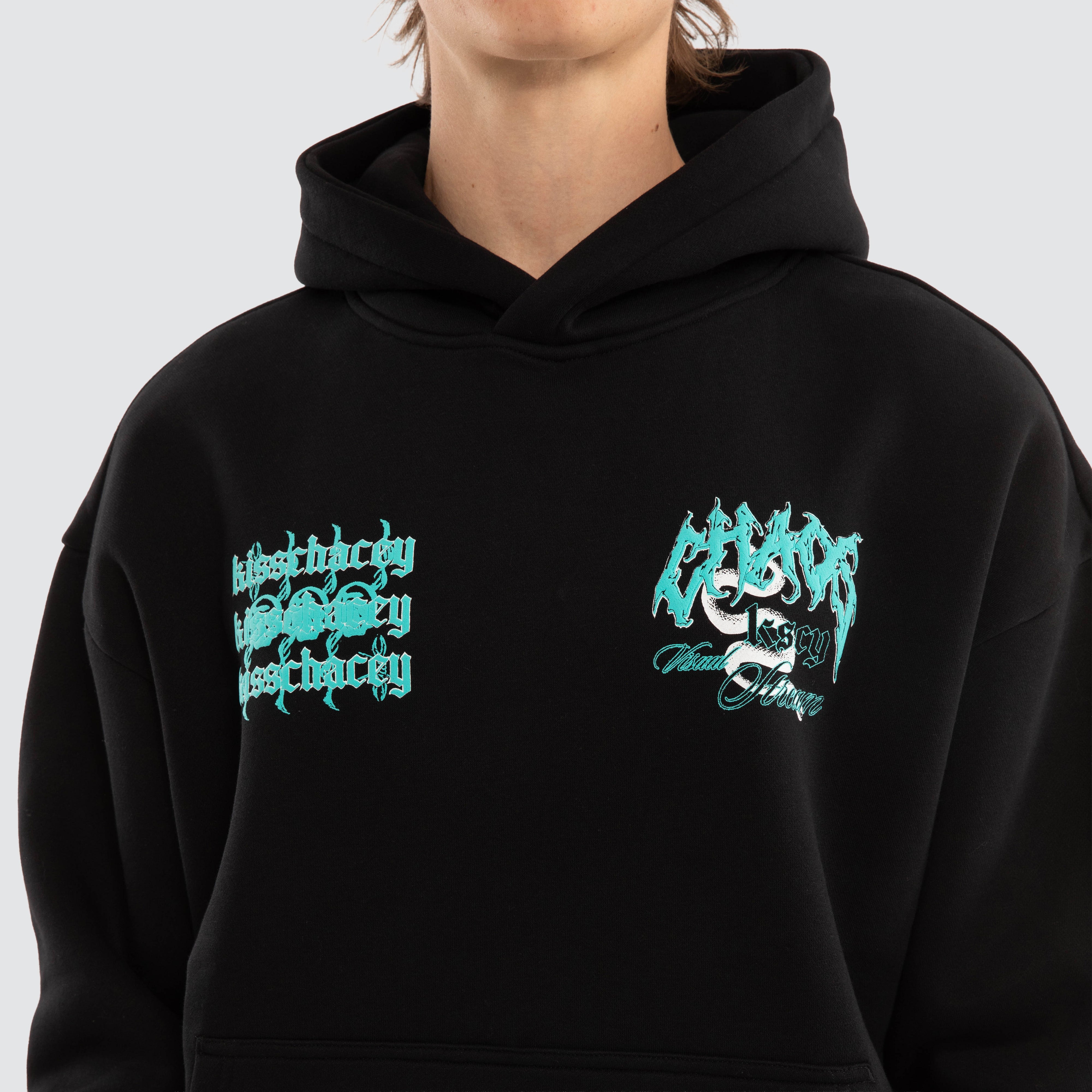 【GOD ONLY KNOWS】BACK LOGO MOHAIRCARDIGAN KSCY Agnus Oversized Hoodie in Black | Neverland Store