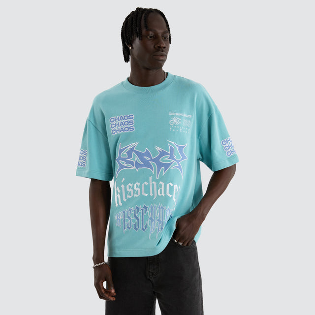 model wears Posse Loopback Street Tee Teal T-Shirts Green - image 1