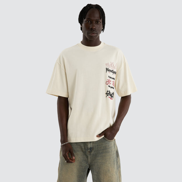 model wears Firebreather Street Tee Tofu T-Shirts Neutral - image 2