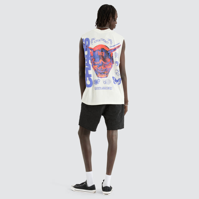 model wears Mask Street Muscle Natural White Muscle Tees White - image 4