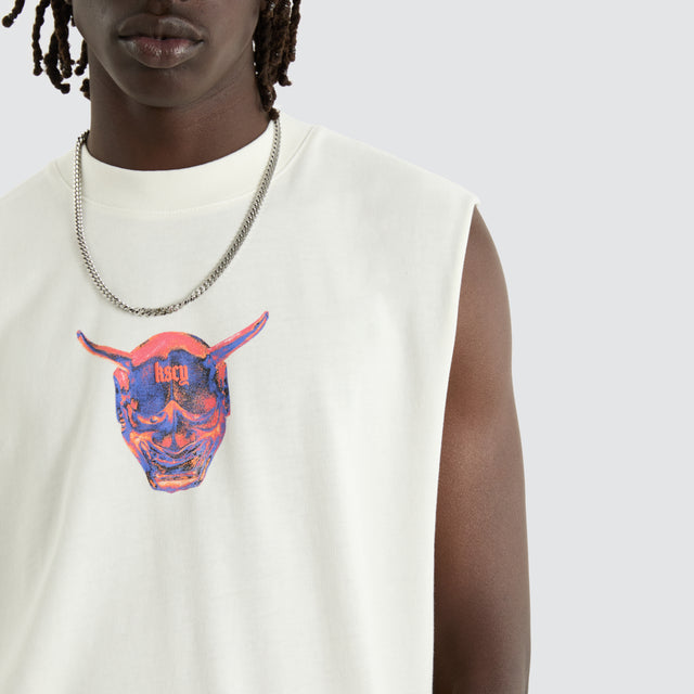 model wears Mask Street Muscle Natural White Muscle Tees White - image 3