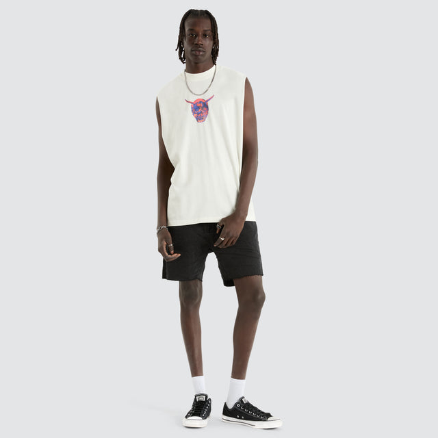model wears Mask Street Muscle Natural White Muscle Tees White - image 5