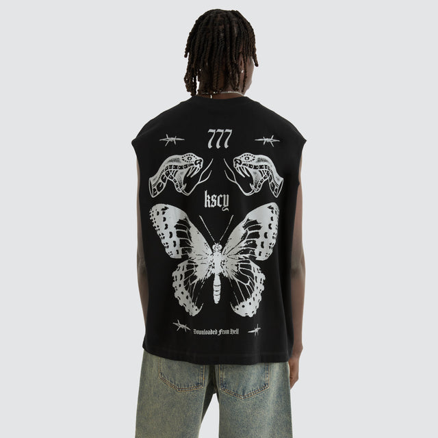 model wears Download Mechanic Muscle Black Muscle Tees Black - image 1