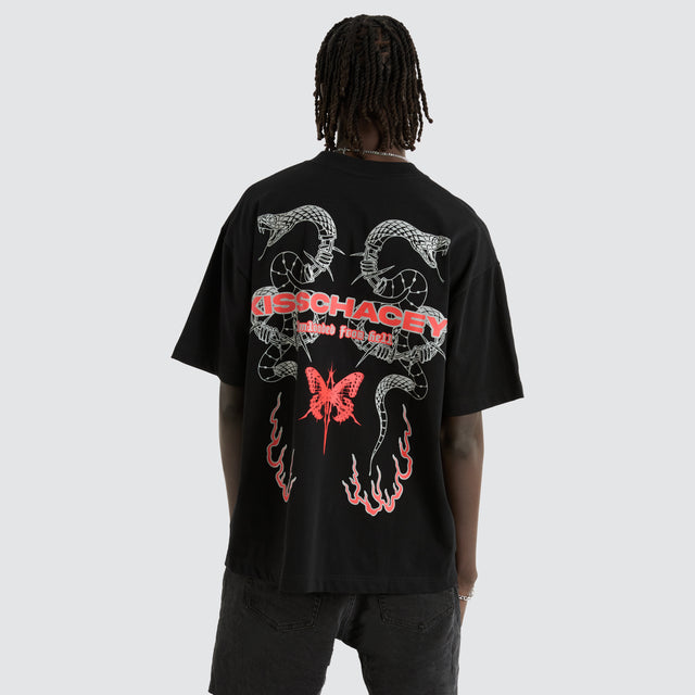 model wears Serpent Street Tee Jet Black T-Shirts Black - image 1