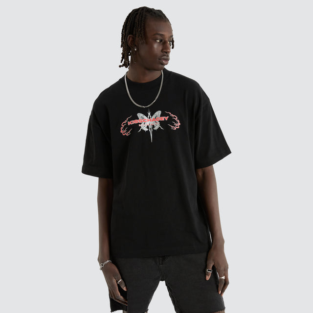model wears Serpent Street Tee Jet Black T-Shirts Black - image 2