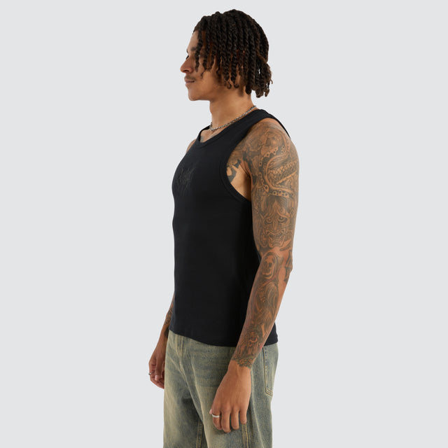model wears Chaos Singlet Anthracite Black Tanks Black - image 3